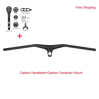 Carbon Handlebar Integrated -17° Stem Riser MTB Bar 1-1/8  With Computer Mount • $124