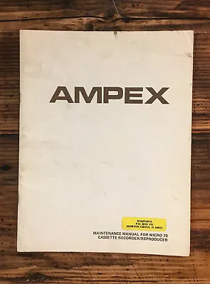 Ampex Micro 70 Cassette  Service Manual *Original* • $19.97