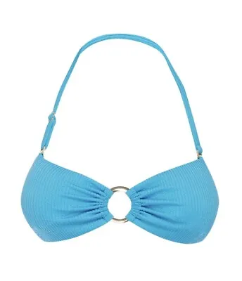 $55 • Buy Monday Swimwear COSTA RICA TOP - CYAN CRINKLE Size Petite New