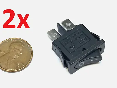 2 Pieces Black Rocker Switch Slim Small Micro On/off 12v 6v T85 2pin On-off B8 • $8.53