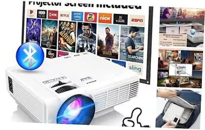 Updated Mini Projector With Bluetooth And Projector Screen 9500Lumens Full HD  • $100.74