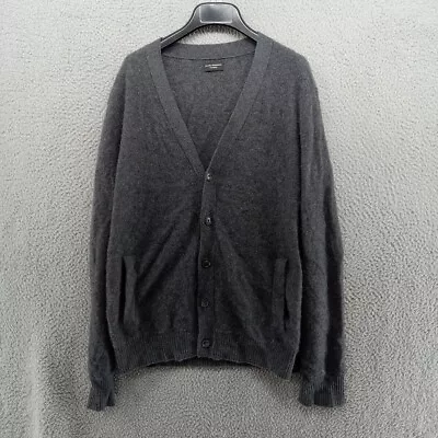 Club Monaco Sweater Mens Large Gray Cardigan Lightweight 100% Cashmere • $37.99