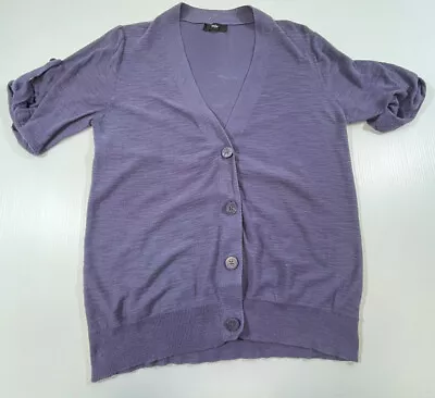 Mossimo Women’s Purple 100% Cotton Half Sleeve Button Up Cardigan Sweater XL? • $9.19