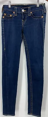 True Religion Casey Women Jeans Size 25 Blue Low Rise Skinny Stretch Dark Denim • $22.49