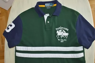 Polo Ralph Lauren Mens Dual Match New York 1967 Polo Shirt Size L Short Sleeved • £29.99