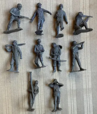 Vintage 1963 Marx Army WWII Gray German Soldiers - Lot Of 10 • $9.95