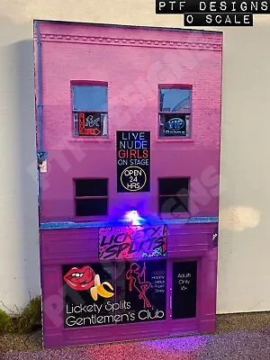 O Scale Scratch Built  STRIP CLUB” 👙 Lickety Splits W/LED Building Flat MTH • $18.99