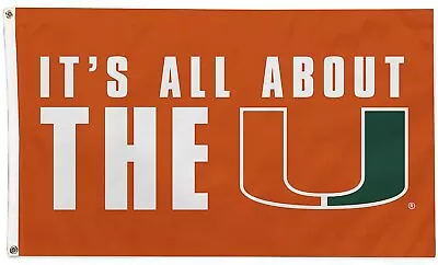 University Of Miami Hurricanes Flag Banner 3x5 Feet Metal Grommets Slogan Design • $29.79