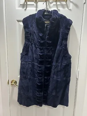 Rodolphe Couture Dark Royal Blue Sheared Mink Vest Very Rare Size XL • $399.99