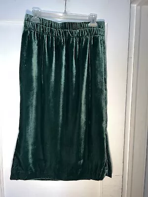 J Crew Velvet Pull-on Skirt Lined Elastic Waist Stretch Green AF933 Size S. C779 • $42.80