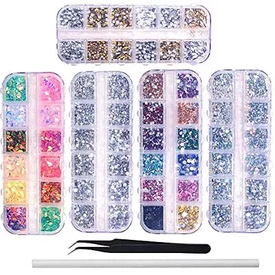 6400pcs Nail Art Rhinestones Nail Crystal Gems Nail Diamonds Gold Silver Nail  • $13.27