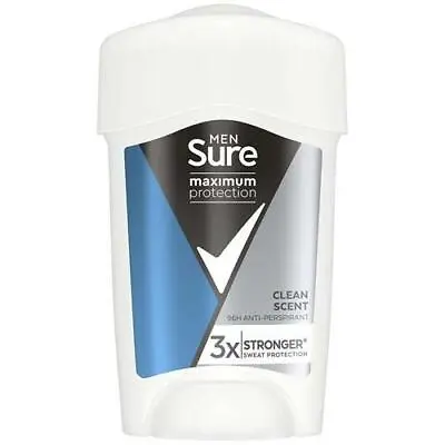 £9.89 • Buy Sure Maximum Protection Anti-Perspirant Clean Scent Deodorant Cream For Men 45ml