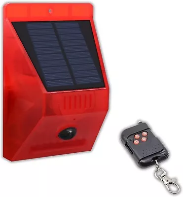 Solar Motion Sensor Alarm Outdoor - 129db Sound Security Siren Light Waterproof • $19.98