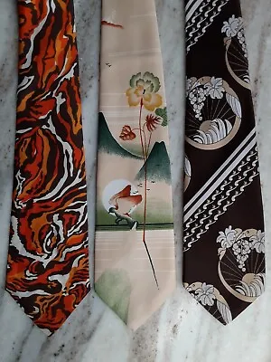 Lot Of 3 Vintage Ties 4 X 55   Pauline Trigére Majestic Unbranded 100% Polyester • $9.99
