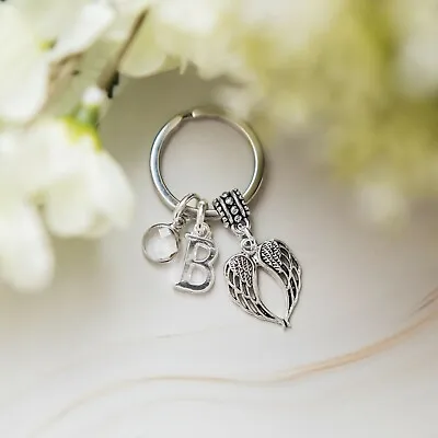 £5 • Buy Angel Wing Keyring Guardian Angel Gift Loss Gift Remembrance Birthstone Letter