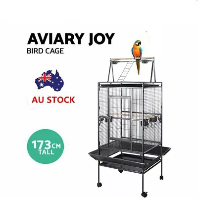 Bird Cage Pet Parrot Aviary Stand-alone Budgie Perch Castor Wheels Large 173cm • $134.90