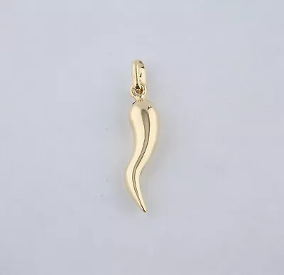 18K Yellow Gold Italian Horn Good Luck Pendant 25mm. Long * • £168.90