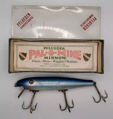 Fishing Lure Pflueger 5009 Pal-O-Mine Blue Mullet W/Box & Paper Insert Vintage • $25