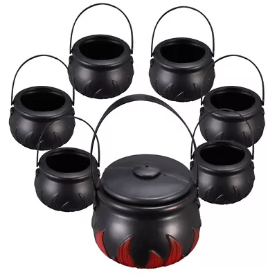 7Pcs Black Cauldron Kettle Wizard Witch Candy Jar Halloween Decoration-KR • £10.99