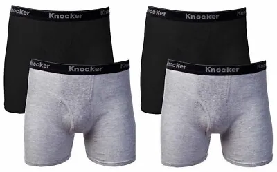 4 Pk Mens Boxer Briefs 100% Cotton Black Grey Lot Underwear S M L XL XXL XXXL • $17.99