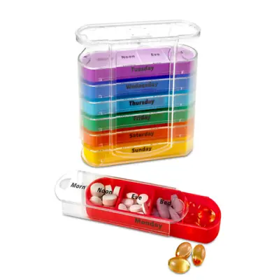 Weekly Pill Organizer 7 Day 4 Times A Day Travel Vitamin Daily Pill Box • $13.99