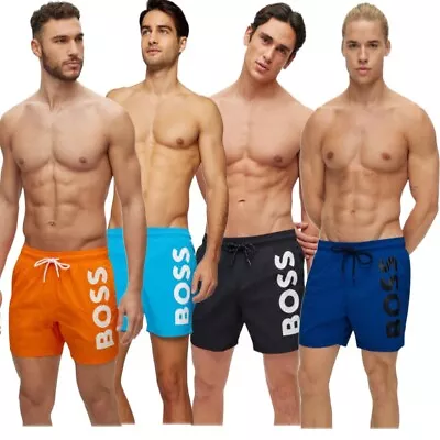 Hugo Boss Men's Swim Trunks Quick-Drying Large Contrast Boss Logo Swimsuit • $34.88