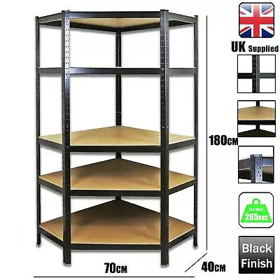 £47.99 • Buy Boltless Garage Corner Racking Metal Shelving Stand Heavy Duty 5 Shelf Bay Unit 