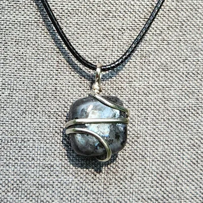 Larvikite Pendant Necklace - Black Protection Stone W/ Dark Flashes Root Chakra • $12