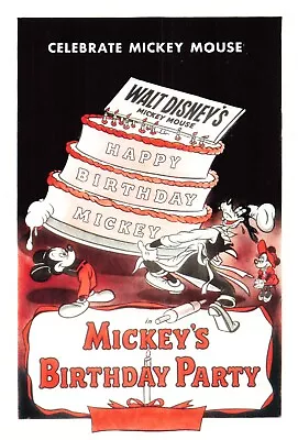 1953 Disney Mickey Mouse Birthday Party Mini Movie Poster Postcard Repro 4x6 • $5.95