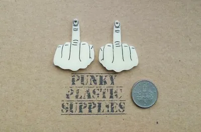 A Pair Of Middle Finger Laser Cut Acrylic Charms/ Cabochons/ Jewellery Making • £2