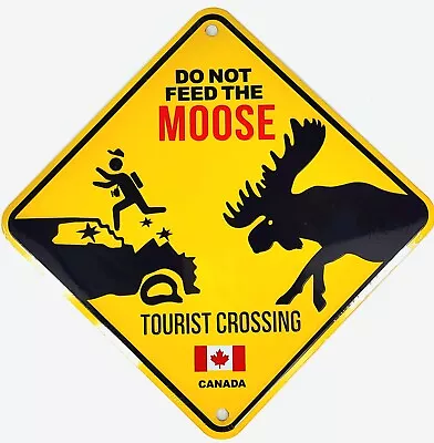 DO NOT FEED THE MOOSE Canada Embossed Aluminum Metal Road Sign 6 X6  Collectible • $11.55