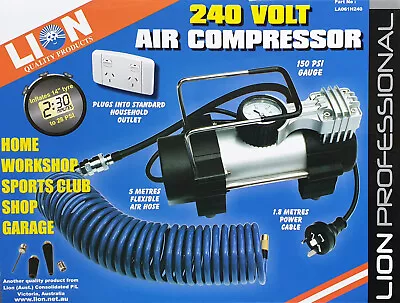 Lion Air Compressor 240 Volt 150 PSI 120 Watt Dial Gauge Car 4WD SUV • $249.99