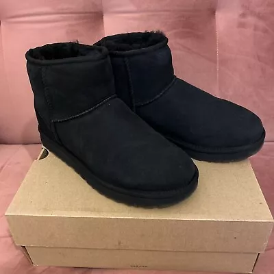 UGG Classic Mini II Black Real Suede  Boots Size 6 • £69.99