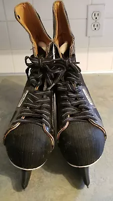 Vintage Bauer Black Panther Hockey Skates Size 10.5 D Men's Ice Black Leather • $35.99