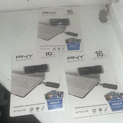 Lot Of 3 PNY Attache 16GB USB Flash DrivE-P-FD16G/MINI-GE-Free Shipping • $17.99