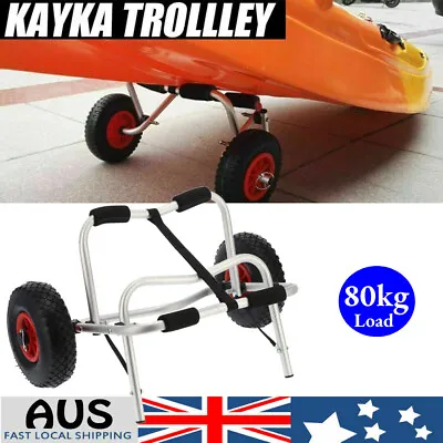 Kayak Canoe Trolley W/ Strap Aluminium Collapsible Wheel Cart Carrier Foldable • $52.89