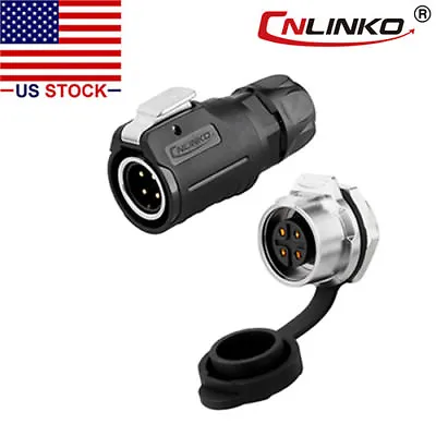 CNLINKO 4 Pin M16 Size Power Connector Male Plug & Female Socket Waterproof IP67 • $21.04
