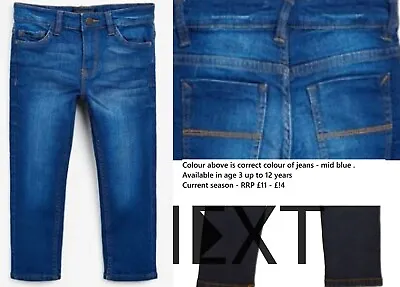 £5 • Buy NEXT Boys Jeans Skinny Stretch Denim 3 4 5 6 7 8 9 10 12 Y Blue RRP £11 - £14 