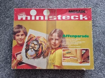 Vintage Ministeck Monkeys Mosaic 1981 Prestofix Affenparade Tile Picture Maker  • $42.16