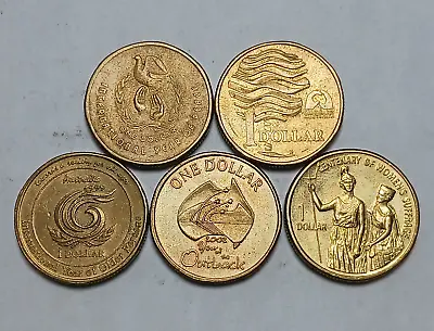 5x Australia One Dollar Coins - Commemorative Type Set - 1986-2003 Dates • $14.85