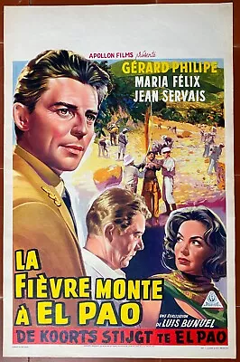 Poster Belgian The Fever Monte A El Dtp Maria Felix Gerard Philippe Luis Buñuel • $33.56