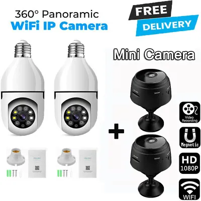 Lot 1080P Wireless WiFi Camera E27 Light Bulb IP Night Smart Home/Spy Security • $9.89