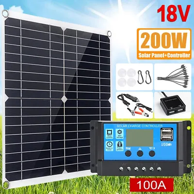 200W Solar Panel Battery Charger & 100A Controller Kit For Car Van Caravan Boat • £25.98