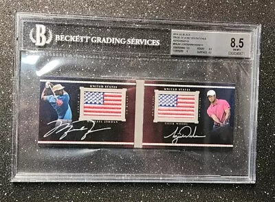 2014 UD Black Pride Of A Nation Michael Jordan Tiger Woods Dual Flag Auto 8.5/10 • $50000