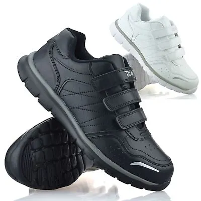 Mens Touch Close Wide Fit Casual Smart Walking Sports Work Trainers Shoes Size • £16.98