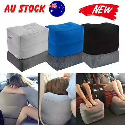 Travel Air Pillow Foot Rest Inflatable Cushion XL 3 Layers Car Leg Footrest AU • $19.99