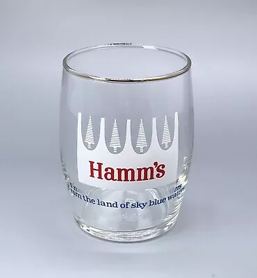 Hamms Beer Barrel Glass / Vtg Tavern Barware Advertising / Man Cave Bar Decor • $19.95