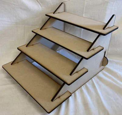 £15.99 • Buy 4 Tier Display Stand. 30cm Laser Cut Craft Shelving. Painting, Counter. POS