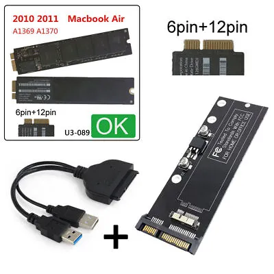 12+6pin SSD  HDD -USB 3.0 Hard Disk Drive For 2010 2011 Macbook Air A1369 A1370 • $11.97