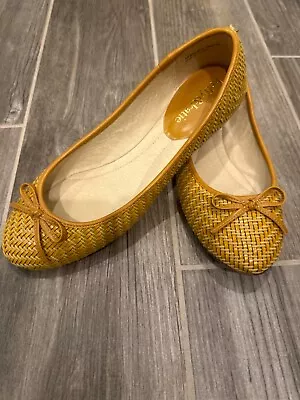 Kelly & Katie Mustard Yellow Woven Fabric Ballet/Flat Women's Shoes 7M • $17